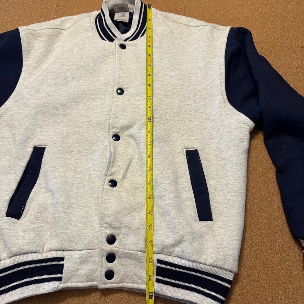 Fruit of the Loom USA Varsity Jacket Adult M Gray Navy Supercotton Bomber VTG - Picture 6 of 9